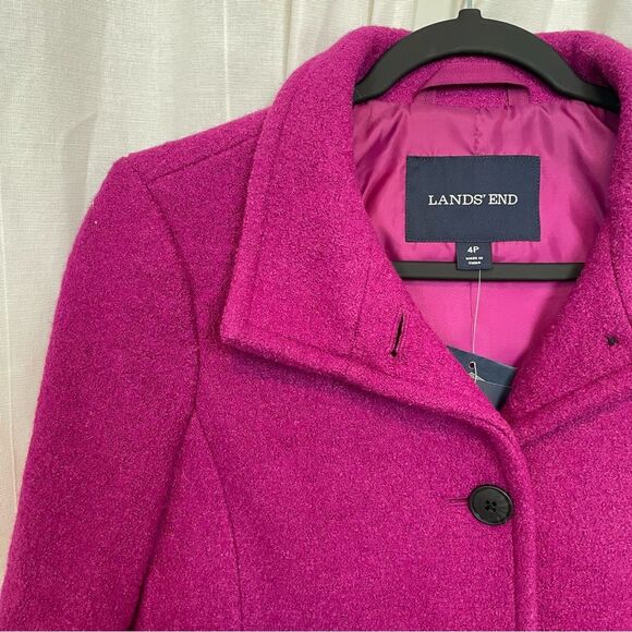 NWT Lands' End Fuchsia boiled wool button‎ short jacket Women's 4P - Picture 2 of 6